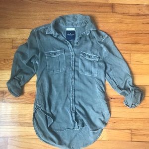 Army Green American Eagle Boyfriend Fit Button Up